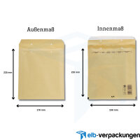 Luftpolsterumschlag 3 / C ( 170 x 225 mm ) in braun für DIN A5 / B6+