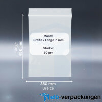 Druckverschlussbeutel ZIP Beutel 350 x 450 mm - 50my - transparent LDPE - (1 VPE = 100 Stück)